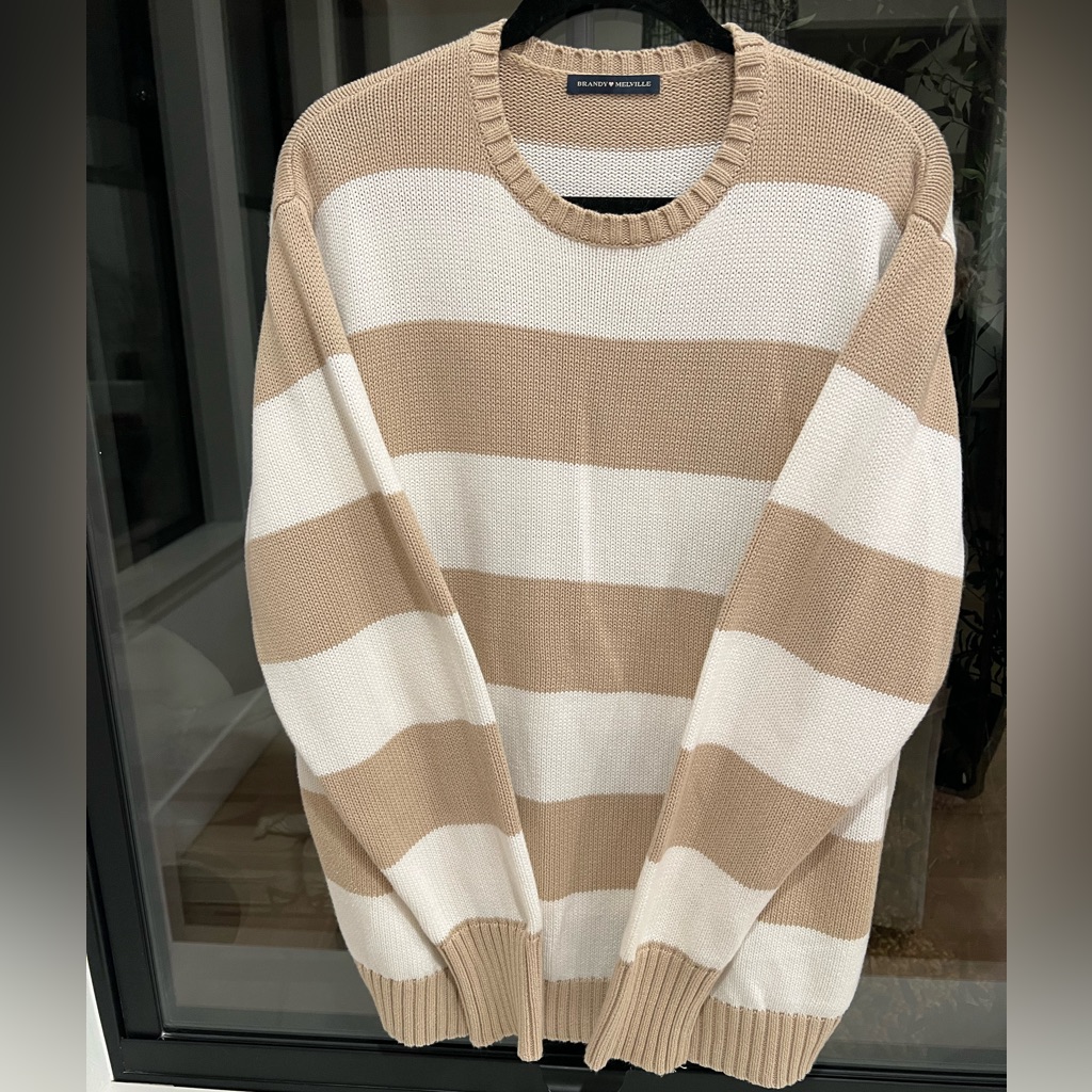 Brandy Melville Striped Tan And White Sweater. Brand New.